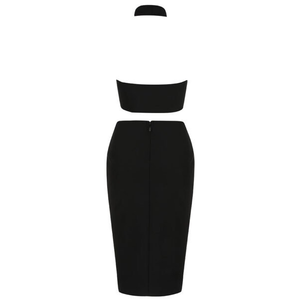 Jordyn Black Halter Asymmetric Midi Dress - Image 7