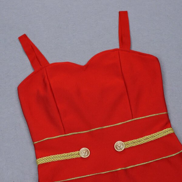 Karima Red Spaghetti Strap Mini Bandage Dress - Image 6