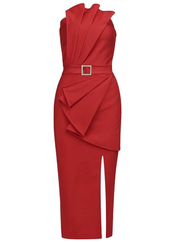 Kendra Strapless Red Midi Dress