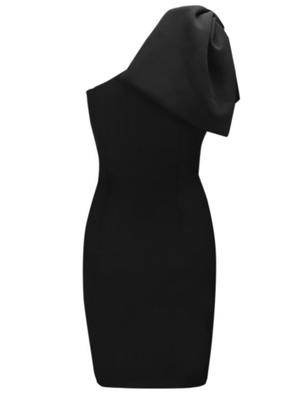 Letta Big Bow Shoulder Dress- Black - Image 11