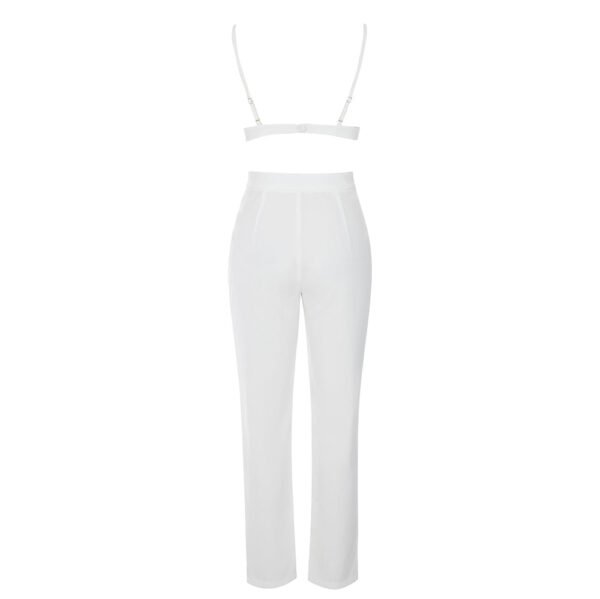 Oakleigh 3 Piece White V-Neck Suit Set - Image 3