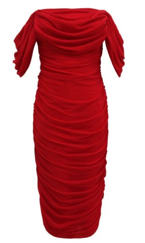 Nicoline Sexy Off Shoulder Midi Dress-Red