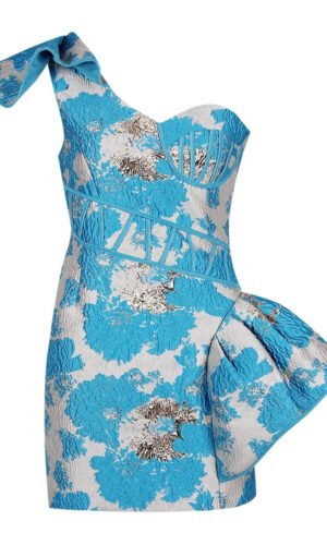 Hope Blue Sleeveless One Strap Frill Mini Dress