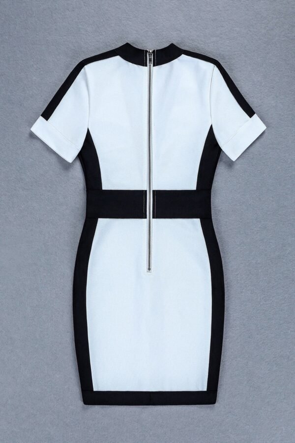 Georgina Black White Short Sleeve Mini Bandage Dress - Image 6