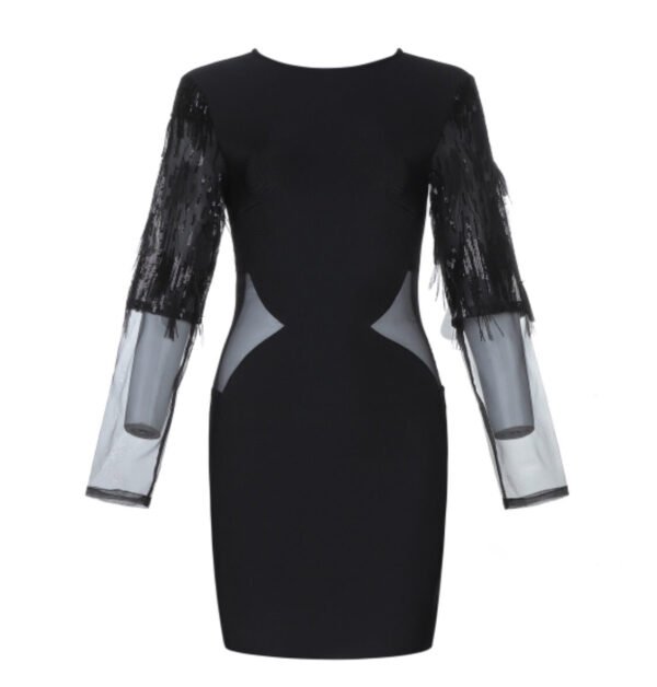 Jowita Black Mini Long Sleeve Dress - Image 10