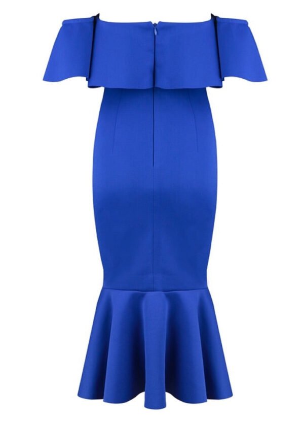 Azalea Blue Ruffle Fluted Midi Dress - Image 2