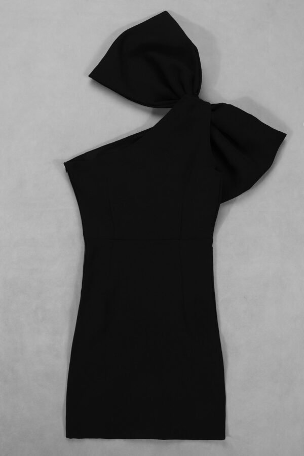 Letta Big Bow Shoulder Dress- Black - Image 2