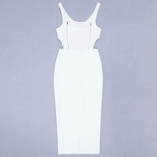 Kynlee White Strap Midi Dress with Crochet Insert - Image 10