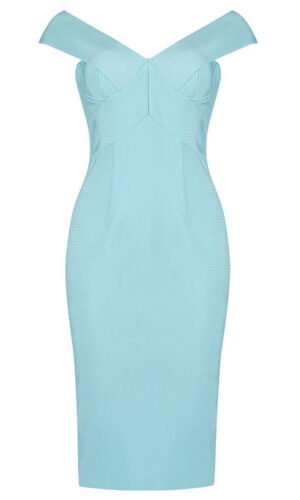 Hailey Blue Off Shoulder Midi Dress