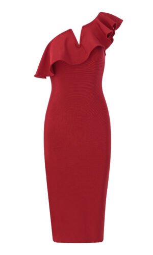 Eliza Red One Shoulder Bandage Dress