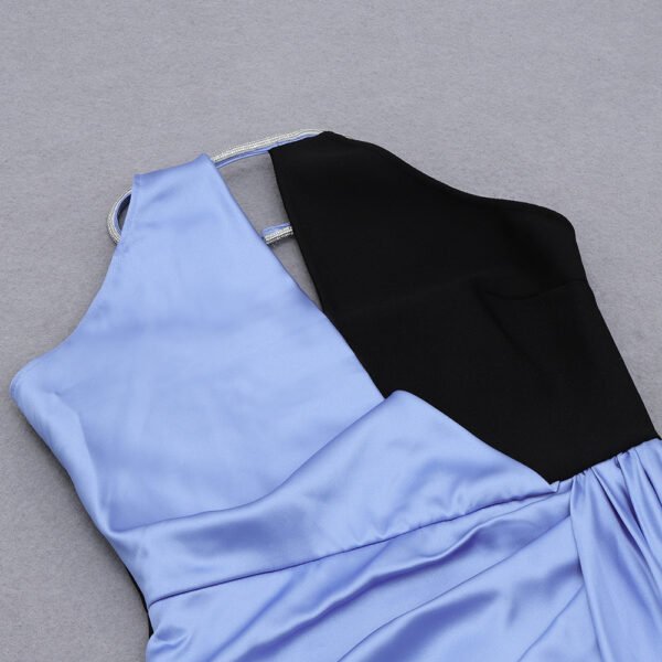 Milana Black Blue Mini Halter Dress - Image 3