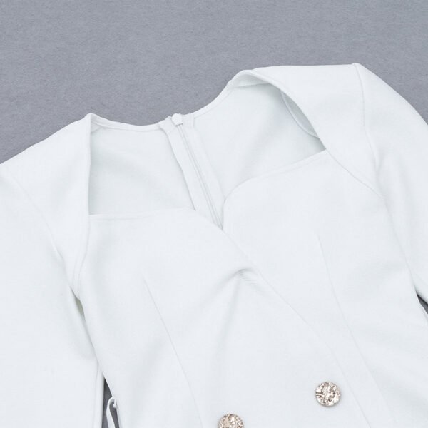 Kaz White Long Sleeve Mini Dress with Belt Detail - Image 10