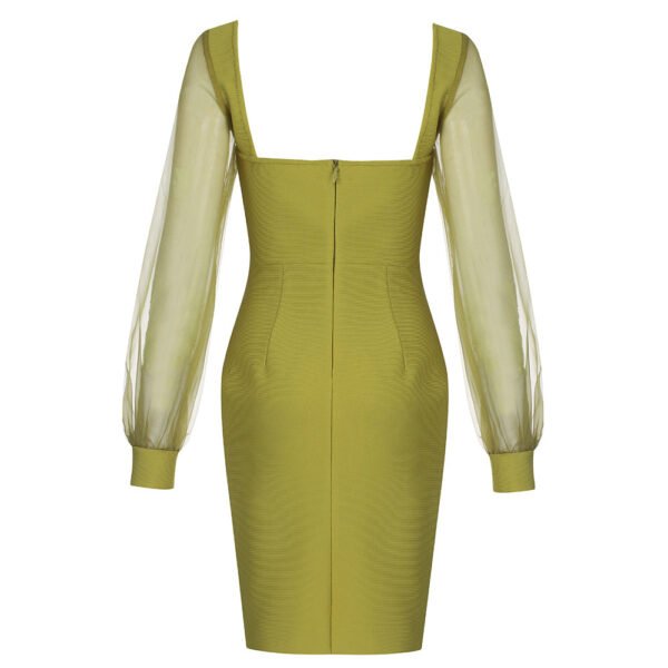 Faith Green Mesh Puff Long Sleeve Mini Dress - Image 10