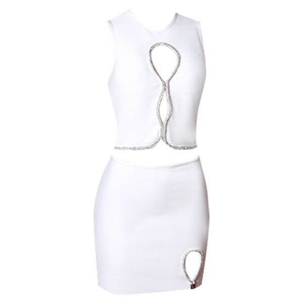 Lorelei Crop Top with Mini Skirt Set- White - Image 2