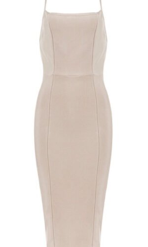 Janice Beige Backless Bandage Dress
