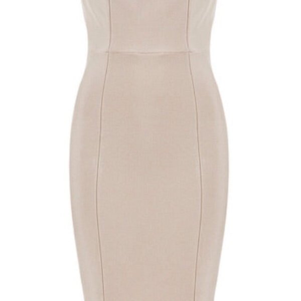 Janice Beige Backless Bandage Dress