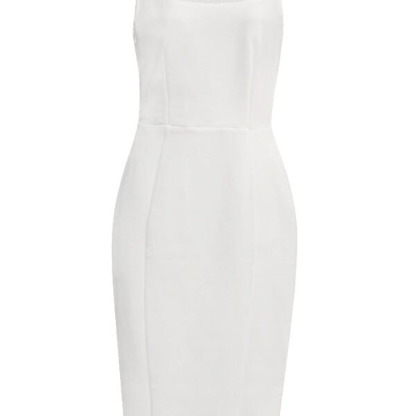 Davina Draped Mesh White Midi Dress