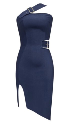 Flora Blue One Strap Asymmetric Mini Dress