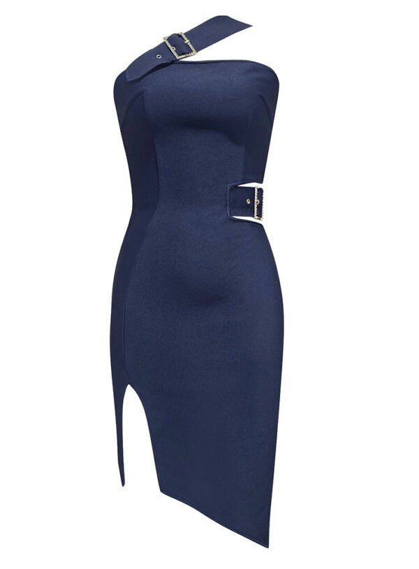 Flora Blue One Strap Asymmetric Mini Dress