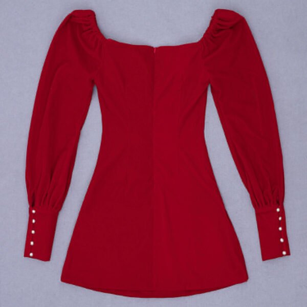 Ivy Red Puff Sleeve Short Dress - Image 3