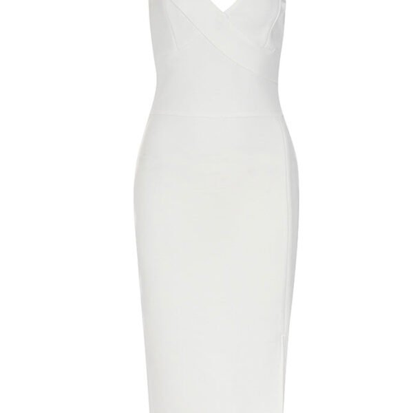 Malaysia White Off Shoulder Asymmetric Midi Dress