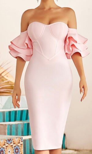 Kamryn Pink Strapless Midi Dress