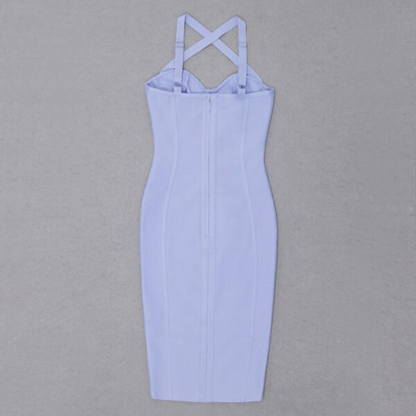 Jaliyah Light Blue Halter Bustier Structured Midi Dress - Image 13