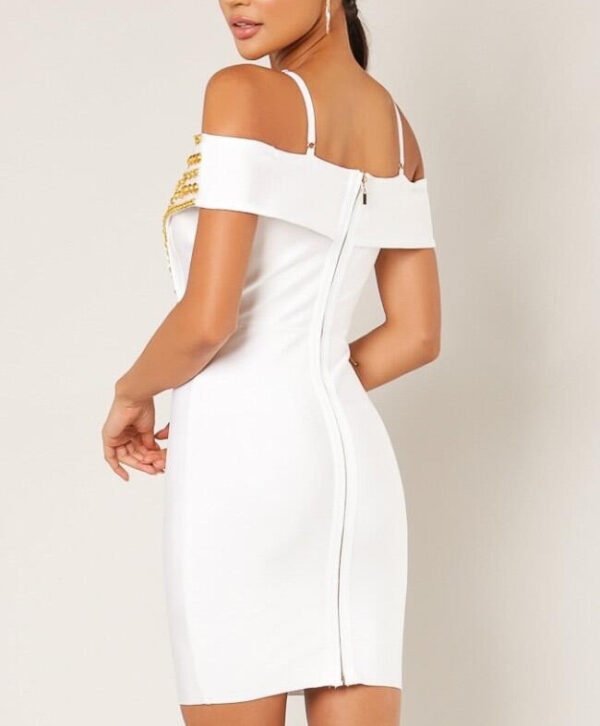 Malysa White Mini Metal Studded Bandage Dress - Image 2