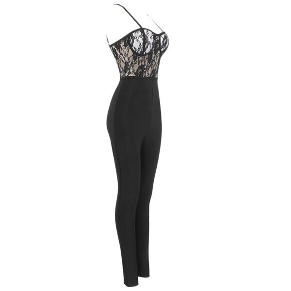 Micah Black Strap Lace Top Bandage Jumpsuit - Image 3