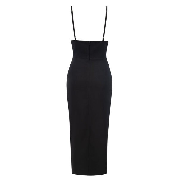 Jayleen Black Spaghetti Strap Midi Dress with Lace Insert - Image 11