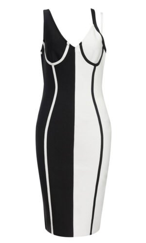 Oakleigh White Black Bustier Halter Mini Dress