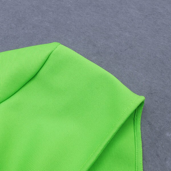 Finley One Sleeve Neon Green Ruched Dress - Image 7