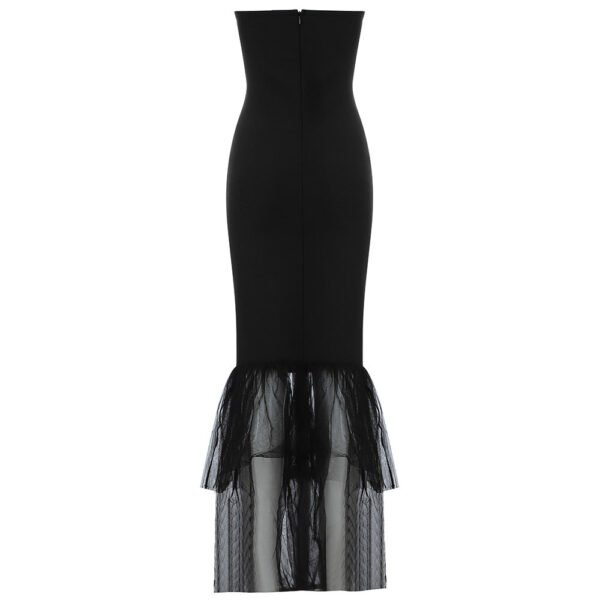 Hadassah Strapless Midi Dress with Mesh Hem - Image 2