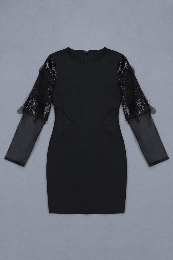 Jowita Black Mini Long Sleeve Dress - Image 9