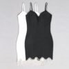 Norah White Spaghetti Strap Mini Dress with Diamond Hem Detail - Image 5