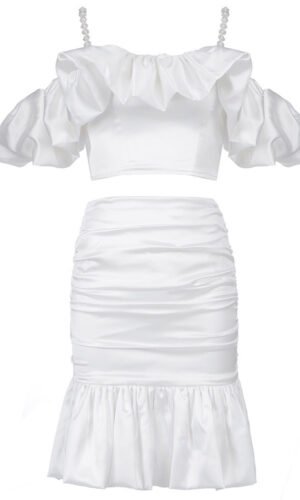 Nalani Two Piece Puff Detail Mini Satin Dress