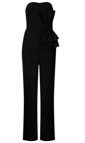 Celeste Black Frill Maxi Strapless Jumpsuit