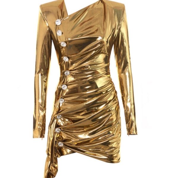 Iryss Sparkly Long Sleeve Golden Mini Dress