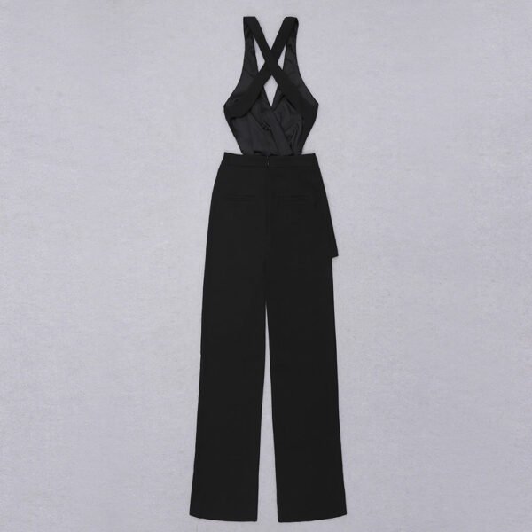 Jasmine Black Asymmetric Open Back Halter Jumpsuit - Image 10