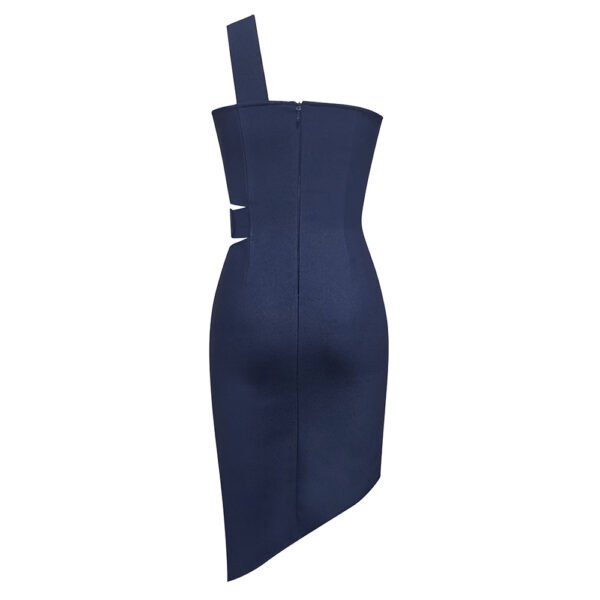 Flora Blue One Strap Asymmetric Mini Dress - Image 3