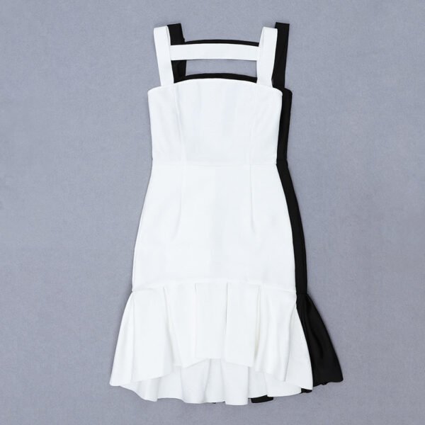 Madisyn Pleated Backless White Bandage Dress - Image 3