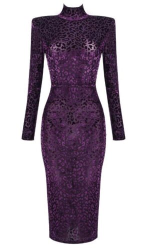 Harmony Purple Long Sleeve Midi Dress