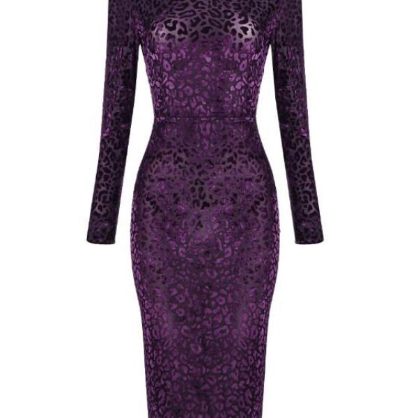 Harmony Purple Long Sleeve Midi Dress