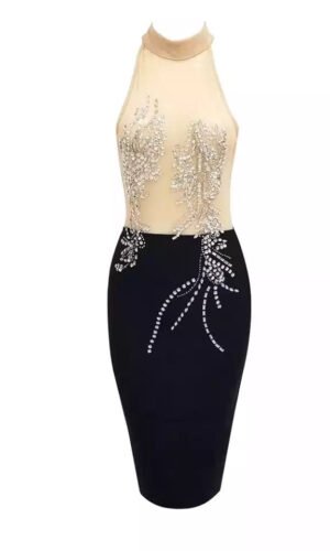 Hosea Halter Bandage Dress with Diamond Front Detail