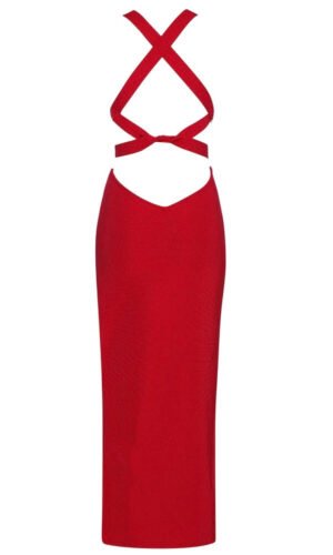 Mariah Red Strappy Open Back Midi Dress