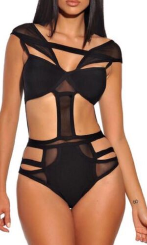 Mira Sheer Cutout Detail Bandage Bodysuit