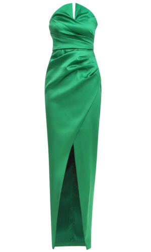 Irene Strapless Green Maxi Satin Dress