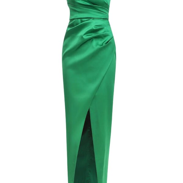 Irene Strapless Green Maxi Satin Dress