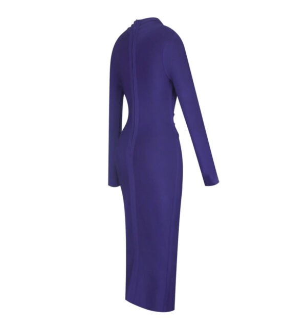 Izabel Royal Blue Long Sleeve V Neck Bandage Dress - Image 5