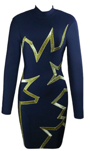 Maeve Navy Blue Long Sleeve Mini Dress